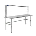 thumbnail image 2 of 30" x 60" Stainless Steel Open Base Table With 12" Wide Double Tier Overshelf | Metal Kitchen Prep Table & Shelving Combo, 2 of 6