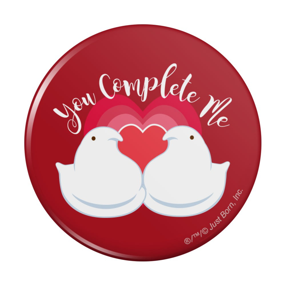Peeps Heart Valentine You Complete Me Love Pinback Button Pin 