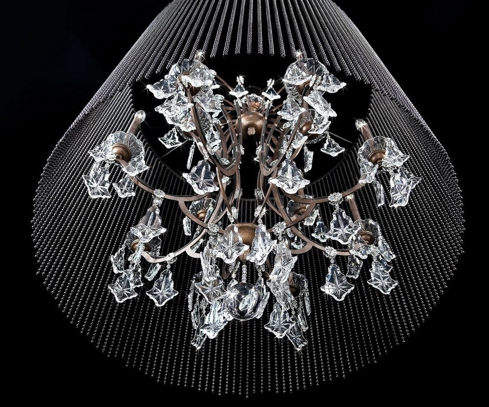 Traditional Large Beaded Curtain with Trimmable Metal Beads 55 inches Pendants-Chrome Finish Bailey Street Home 79-Bel-1862942
