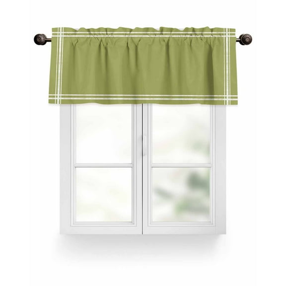 Sage Green Valances for Windows Olive Solid Color Valance Rod Pocket Light Filtering Short Window Treatments Curtains for Kitchen Bathroom Living Room Bedroom, 1 Panel, 42 x 12 Inch
