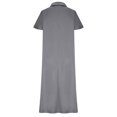 thumbnail image 6 of Taqqpue Women Linen Dress V Neck Short Sleeve Sundress Loose Fit Casual Beach Vacation A Line Dress Solid Color Plus Size Dresses with Pockets for Women, 6 of 7