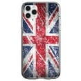 thumbnail image 1 of DistinctInk Clear Shockproof Hybrid Case for iPhone 13 Pro MAX (6.7" Screen) - TPU Bumper, Acrylic Back, Tempered Glass Screen Protector - Red White Blue British Flag Weathered - Love of the UK, 1 of 2