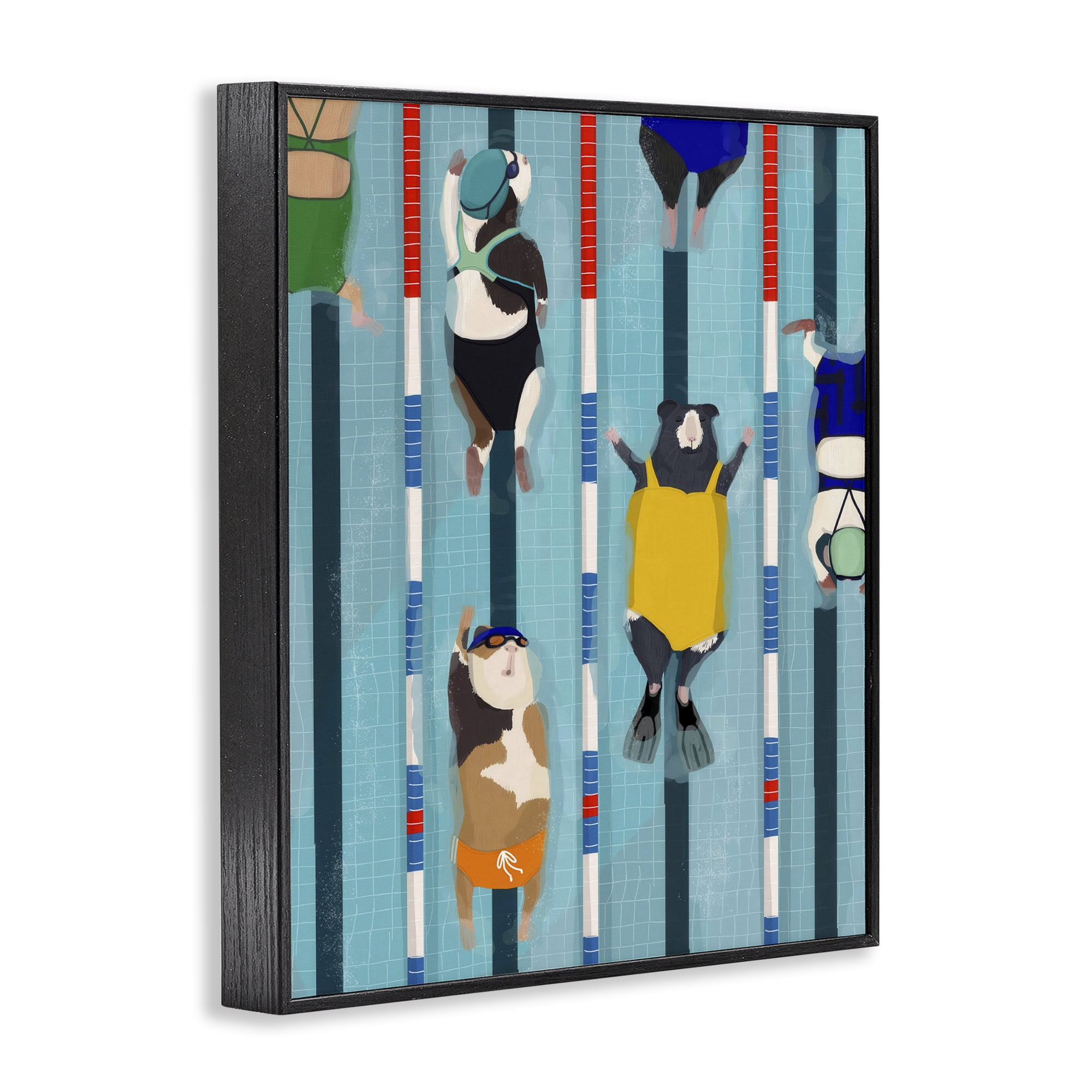Stupell Industries Guinea Pigs at Lido Black Framed Giclee Art, design by Hanna Melin