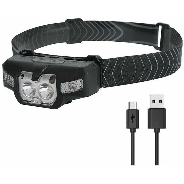 DECKON Lámpara frontal LED recargable USB, IPx4 étanche Cob Xpe lámpara frontal 350 lúmenes capteur lámpara frontal lámpara de camping frontal para randonnée, camping, pesca, reparación, Kuyhfg Bienvenido a Kuyhfg