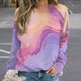 thumbnail image 2 of Colorful Marble Pattern Womens Casual Crewneck Sweatshirt Long Sleeve Tops Cute Pullover Loose Fit, 2 of 7