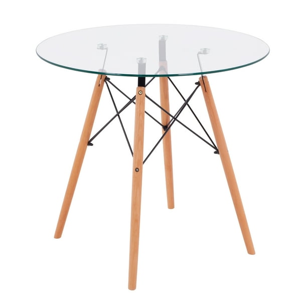 Mesa Redonda De Comedor SELMA Para 4 Personas - 80 Cm Diámetro, Madera Y Negro, Patas De Metal, Estilo Industrial