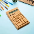 thumbnail image 1 of Calculadora solar Calculadora de escritorio de 12 dígitos Función estándar de bambú Fácil de usar para estudiantes Oficina Hogar medio, 1 of 8