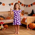 thumbnail image 2 of Leey-World Halloween Toddler Pajamas Girls Cute Halloween Nightgown Dress Flutter Short Sleeves 2-10 Years Soft Casual Dress, 2 of 7