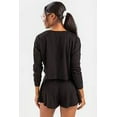 thumbnail image 4 of Leslye Women's Long Sleeve Henley Cropped Thermal Lounge T-Shirt Black M, NWT, 4 of 6
