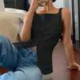 thumbnail image 5 of ZOELNIC Womens Vest Top Trendy Button Up Tank Tops Asymmetrical Y2k Going Out Top, L, 5 of 7