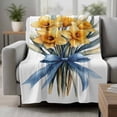 thumbnail image 2 of Spring Floral Bouquet Blanket Soft Cozy Warm Twin Blanket for Bed, Plush Fuzzy Flannel Fleece Blankets for Sofa, Yellow Botanical Garden Florals Throw Blankets for Couch, Gifts for Men, 60"x80", 2 of 9