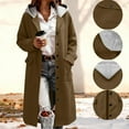 thumbnail image 2 of Hxshgdsn Womens Winter Hooded Peacoat Single Breasted Long Wool Casual Coat Formal Office Wool Overcoat With Pocket Brown 2Xl, 2 of 9