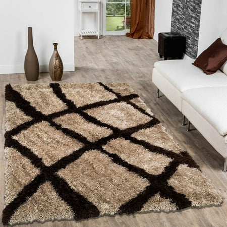 Mocha Rum - Allstar Mocha Mix High Density and High Quality High End Shaggy Area Rug. Very Soft Extra comfort (3' 8