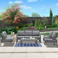 thumbnail image 2 of Superjoe 5 Pcs Outdoor Aluminum Furniture Set 7 Seats Patio Sectional Chat Sofa Set Metal Conversation Sofa with 5 Inch Cushion and Coffee Table for Balcony, Garden, Dark Grey, 2 of 9