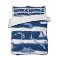 thumbnail image 2 of Quilts Full Size, Navy Blue Coastal Soft Comforter Bedding Set for Bed, White Summer Beach Nautical Ocean Lightweight Quilted Bedspread with Pillow Cover(2 Pieces) for All Season, 78x90 Inch, 2 of 6