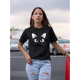 thumbnail image 2 of Kawaii Anime Cat Graphic Women Black T-Shirt, Female x-Large, 2 of 4