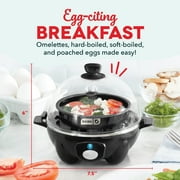 Dash 3-in-1 Premium Rapid Egg Cooker, 7 Egg Capacity, with Removable Trays, for Hard Boiled Eggs, Poached Eggs and Omelets, Dishwasher Safe, Black