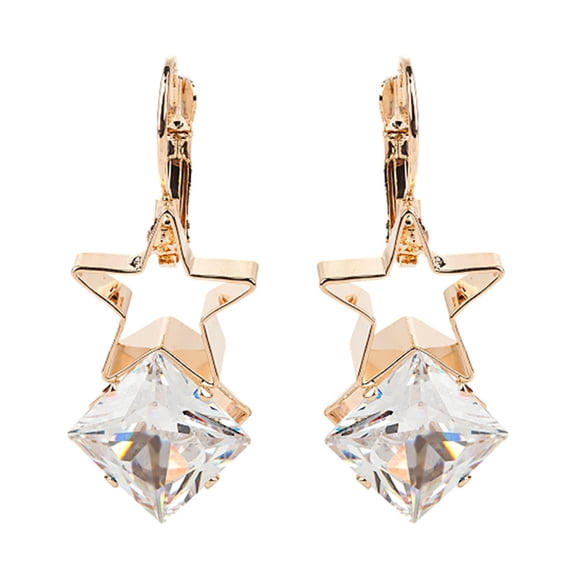 HEALEEP 1 Pair Earrings Metal Simple Fashion Five-Pointed Star Ear Decorations for Women Daily Wear