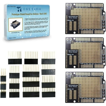 Treedix 3pcs Proto Shield Board Expansion PCB Breadboard Double Sided Tinned Gold Plated Holes with Female Header DIY Kits Compatible with Arduino Rev3