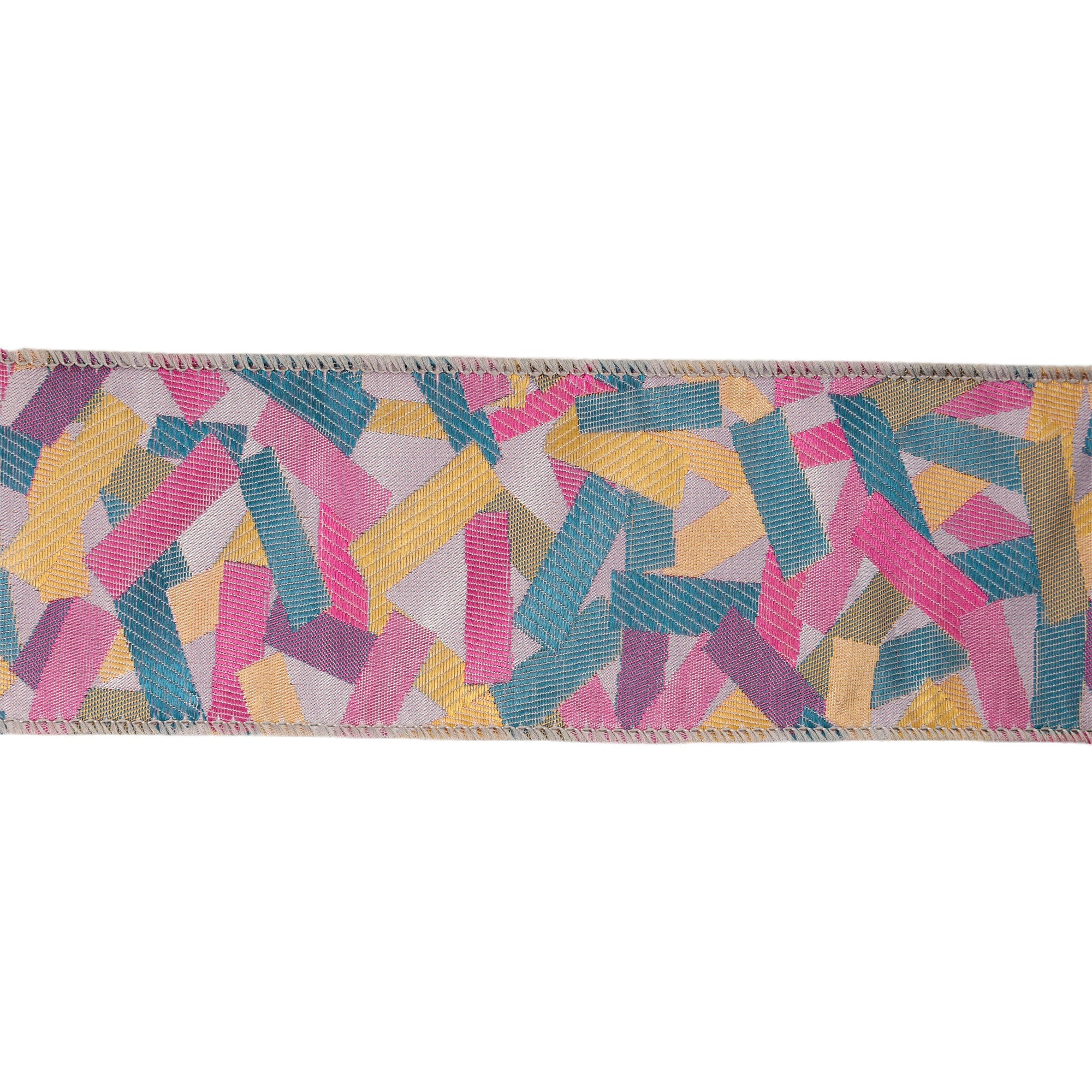 LaRibbons 2 1/2" Wired Ribbon Confetti, Silver/Hot Pink, 10 Yard Roll