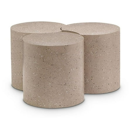 Meridian Furniture Dimple 3 Piece Taupe Terrazzo Pattern Iron Metal Coffee Table