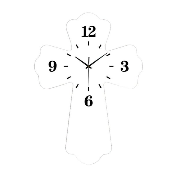 Reloj de pared con forma de cruz, reloj digital colgante, regalo para amigos, moderno y silencioso. Blanco