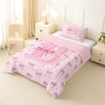 thumbnail image 2 of Erosebridal Kawaii Pink Ribbon Bowknot Girl Twin Comforter Sets 3-Piece,Teens Kids Love Heart Letter Monogrammed B Bedding Set,Pink Reversible, 2 of 6