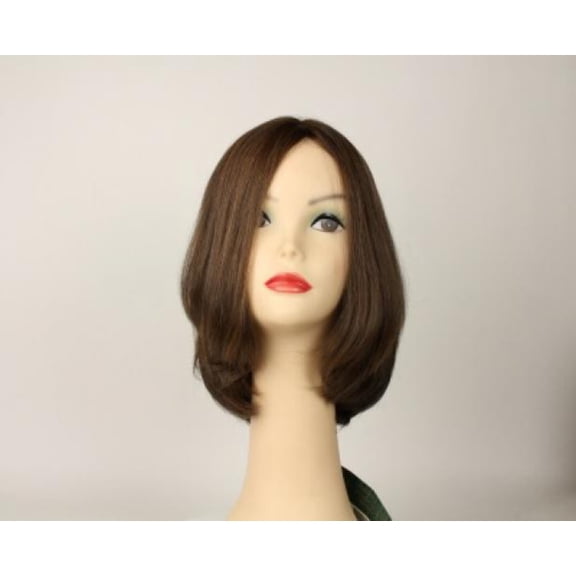 European Human Hair Freeda Wig Liberty Medium Brown With Blonde Highlights Skin Top Size L