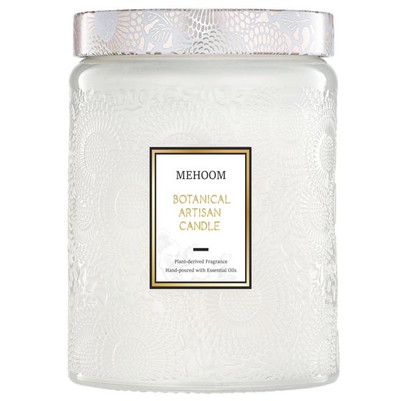 MEHOOM Coconut Beach Wood Wick Scented Candle, 20oz Large Beeswax & Soy Blend, Clean Burning 100-Hour Candle, Cozy Gift for Home Decor