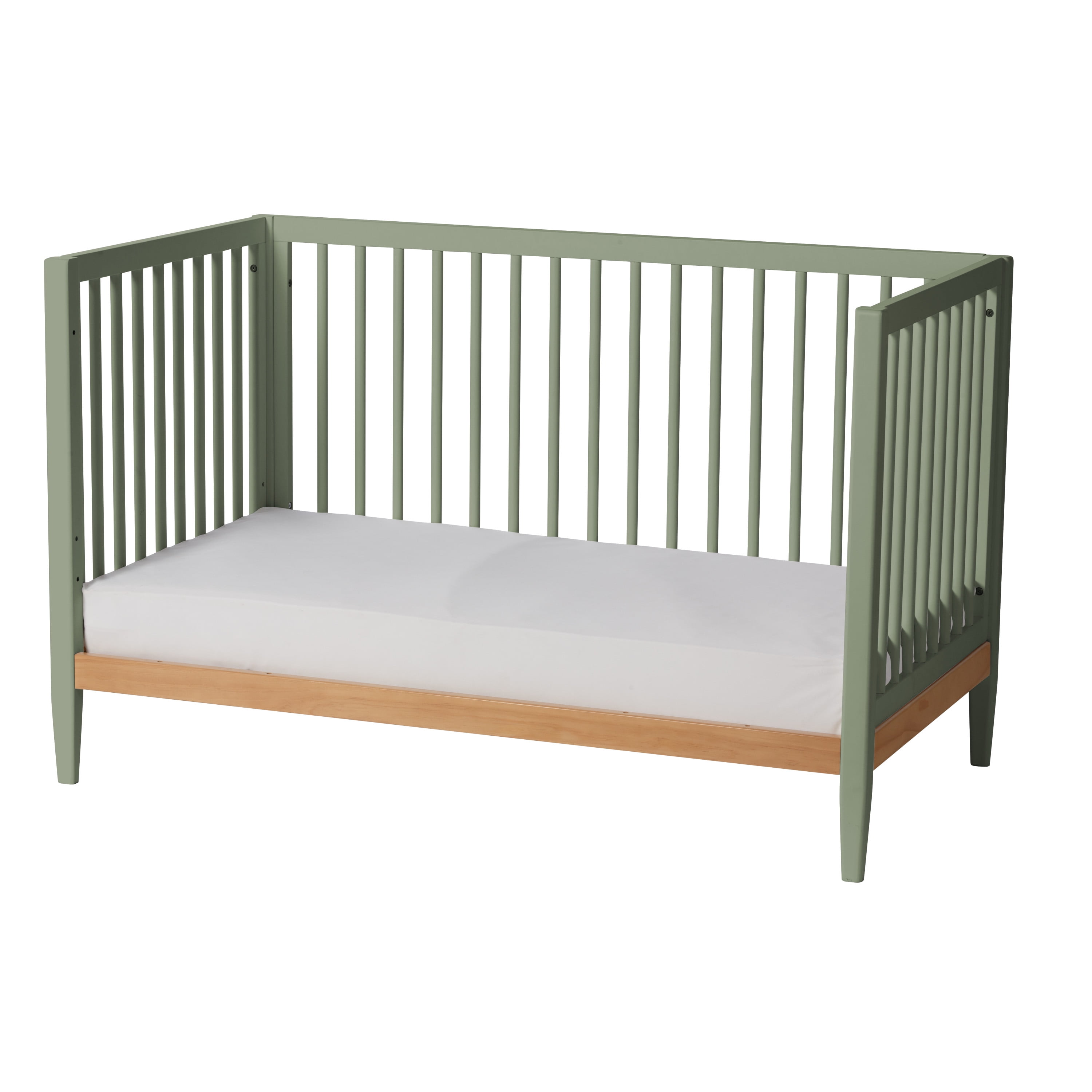 Little Seeds Clover 4-in-1 Convertible Baby Crib, Grove Green/Natural