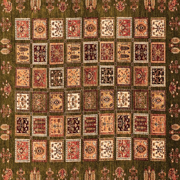 Ahgly Company Indoor Square Abstract Orange Modern Area Rugs, 7' Square