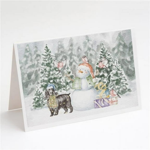 Cocker Spaniel Black with Christmas Presents Greeting Cards and Envelopes Pack of 8 7 in x 5 in