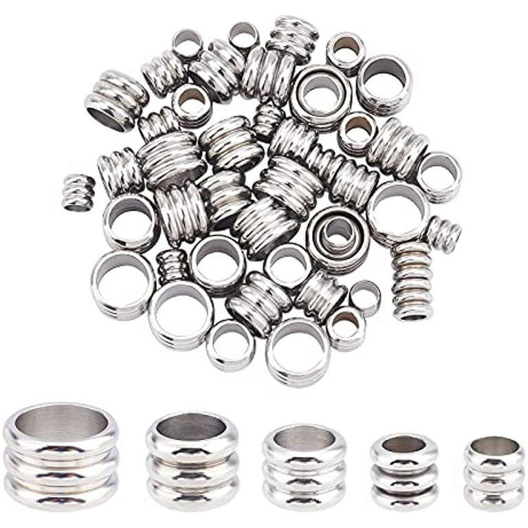 50pcs 5 Sizes 304 Stainless Steel Beads 4/5/6/7/8mm Grooved Column Loose  Beads Metal Spacer Beads 