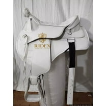 RIDEX White Horse Saddle| Racing Riding Horse Saddle Tack Stirrups Treeless Synthetic Bareback Extra Panel Horse Tack Saddle – Lightweight[ Size: 14.5]