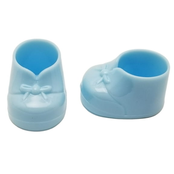 12 Small Plastic Baby Booties Shoes Candy Holders Decoration Favors 1.85" - Blue