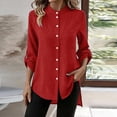 thumbnail image 4 of YanHoo Womens Button Down Shirts Trendy Roll Up Long Sleeve Shirt Loose Dressy Casual Tops Going Out Work Blouses, 4 of 8
