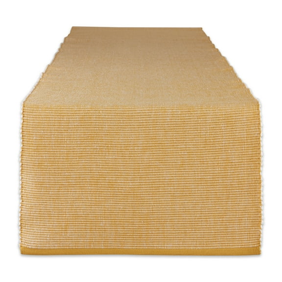 Honey Gold & White 2-Tone Ribbed Table Runner 13x72"