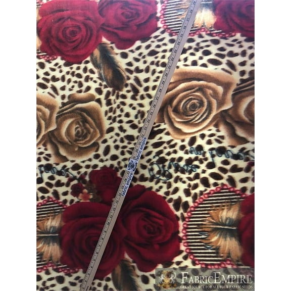 Fleece Printed Fabric Rose In Love / 58" Wide / Sold by the yard S-402