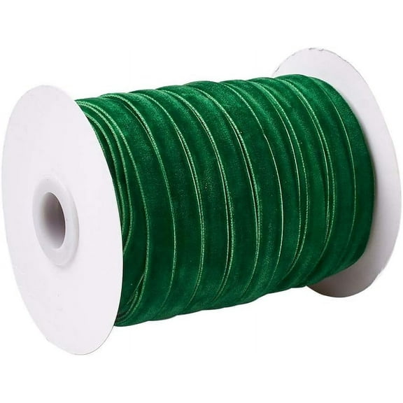 50 Yards Green Single Face Velvet Ribbon for Christmas Wedding Wrapping Crafts Decoration Favors