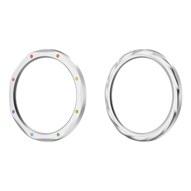 Película Vidrio Tempe Con Anillo Bisel Metal para Watch S4/S3 (arco Iris Plateado) Rojo