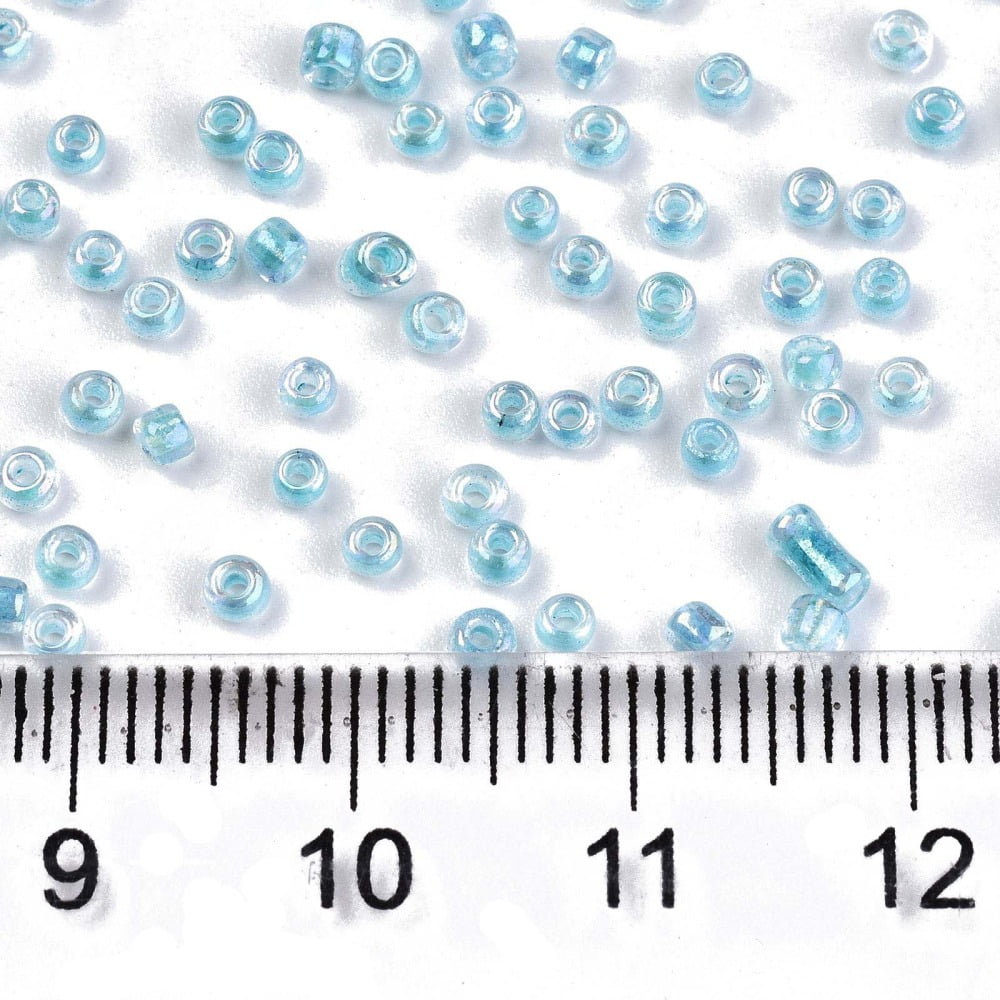 6/0 Glass Seed Beads Inside Colours Round Hole Round Transparent Colours Rainbow Sky Blue 6/0 4~5x2.5~4.5mm Hole: 1.2mm about 4500pcs/bag