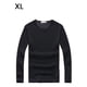 thumbnail image 4 of Minnieouse Top básico para hombre, ropa interior cálida de manga larga con cuello redondo, Base para clima frío, ropa de Color sólido, Jersey, Camisetas SG Espesar negro, 4 of 6