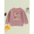 thumbnail image 2 of Suealasg Toddler Girls Autumn Winter Knit Sweater Long Sleeve Crewneck Letters Print Knitwear Pullover Tops 1T 2T 3T 4T 5T Kids Girls Fall Clothes, 2 of 7