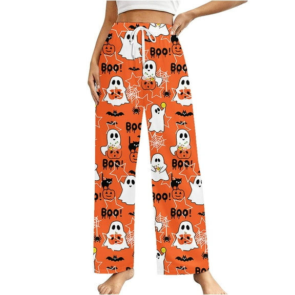 Halloween Pjs Pants for Women Men Couples Halloweens Pajama Pants Unisex Funny Pajama Bottom Sleepwear for Halloween Costume Party,Large