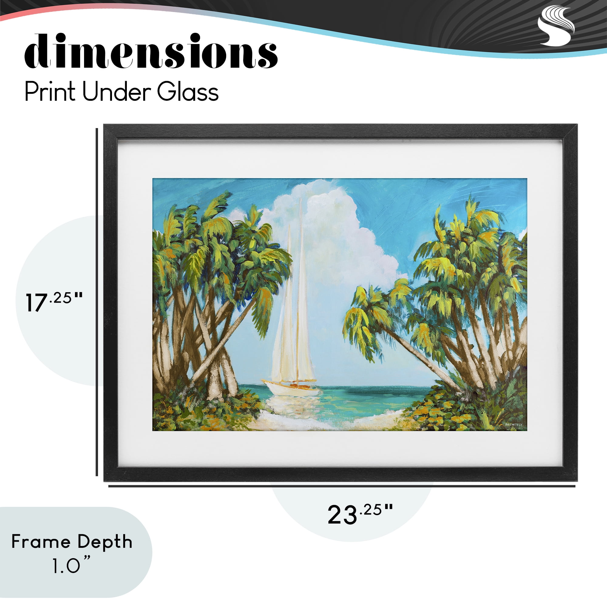 Stupell Industries Sailboat Among Palms Black Framed Print Under Glass, design by Dan Meneely