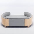 thumbnail image 5 of Pefilos 30" Elevated Pet Dog Bed with Solid Wood Legs and Bent Wood Back, Velvet Cushion, Pet Sofa for Indoors Dogs, Light Gray, 5 of 8