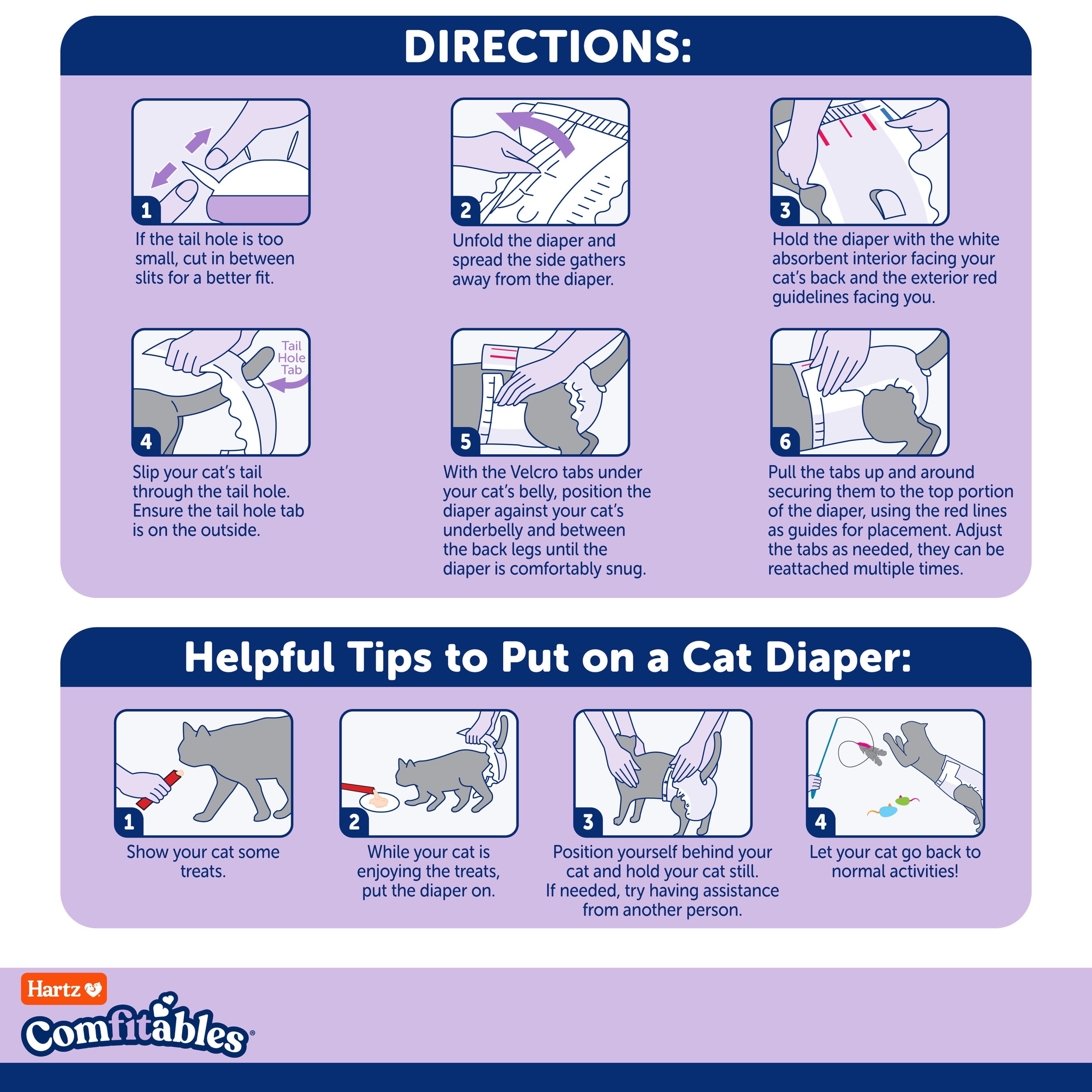 Hartz Comfitables Cat Diaper, Medium 16 Count