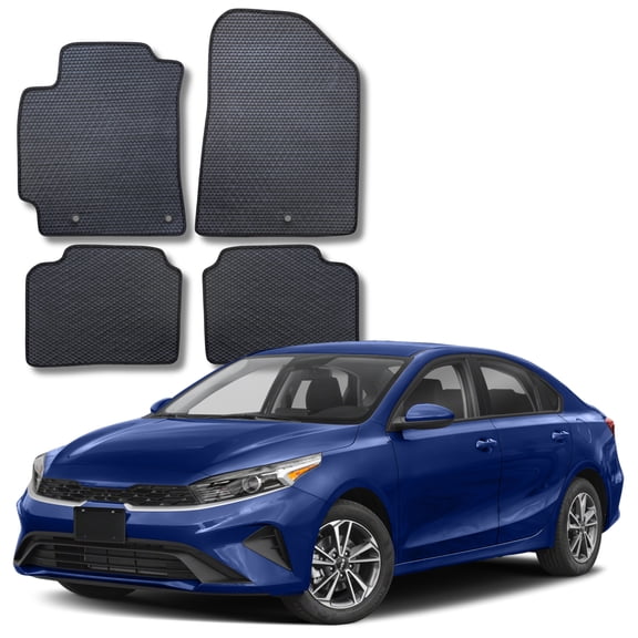 All Weather Floor Mats for 2019 to 2024 Kia Forte, Front and Rear, Odorless, Honeycomb Surface