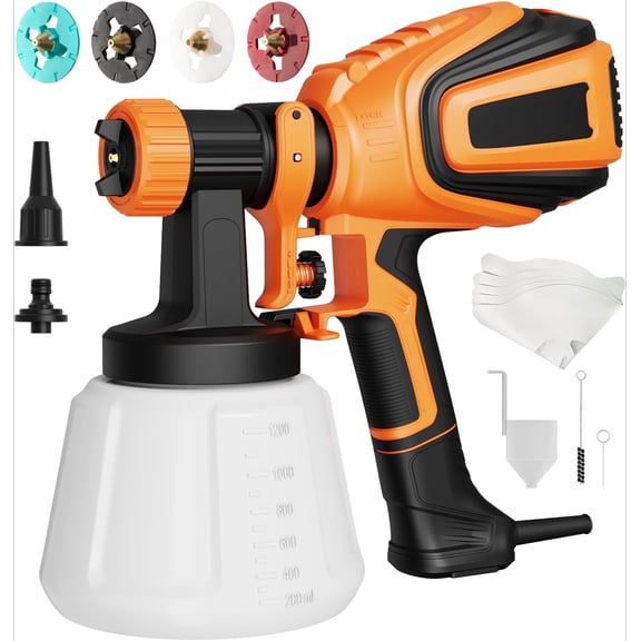 700W HVLP Paint Sprayer with 4 Nozzles 3 Patterns Cleaning Blowing Joints for Furniture Cabinets Fence VF803