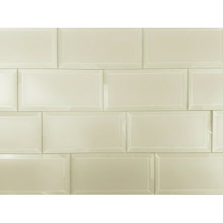 Abolos- Frosted Elegance 3"x 6" Glass Subway Tile in Matte Cream (14sqft / 112pc Box)